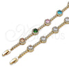 Pulsera Tennis 03.266.0034.1.07 Oro Laminado, Diseño de Cluster, con Multicolor and Blanca Zirconia Cubica, Pulido, Tono Dorado (Thickness, 7 Inches Length)