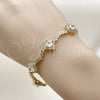Pulsera Tennis 03.266.0035.08 Oro Laminado, Diseño de Cluster, con Blanca Zirconia Cubica, Pulido, Tono Dorado (Thickness, 8 Inches Length)
