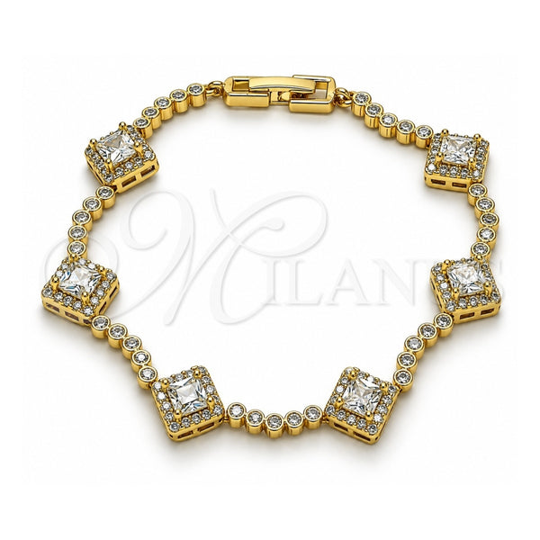 Pulsera Tennis 03.266.0035.08 Oro Laminado, Diseño de Cluster, con Zirconia Cubica Blanca, Pulido, Tono Dorado (Grosor 11.2 MM, 8 Pulgadas de Largo)