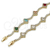Pulsera Tennis 03.266.0035.08 Oro Laminado, Diseño de Cluster, con Blanca Zirconia Cubica, Pulido, Tono Dorado (Thickness, 8 Inches Length)