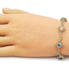 Pulsera Tennis 03.266.0035.1.08 Oro Laminado, Diseño de Cluster, con Multicolor and Blanca Zirconia Cubica, Pulido, Tono Dorado (Thickness, 8 Inches Length)
