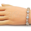 Pulsera Tennis 03.266.0038.07 Oro Laminado, Diseño de Cluster y Flor, con Blanca Zirconia Cubica, Pulido, Tono Dorado (Thickness, 8 Inches Length)