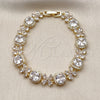 Pulsera Tennis 03.266.0038.07 Oro Laminado, Diseño de Cluster y Flor, con Blanca Zirconia Cubica, Pulido, Tono Dorado (Thickness, 8 Inches Length)