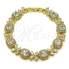 Pulsera Tennis 03.266.0038.07 Oro Laminado, Diseño de Cluster y Flor, con Blanca Zirconia Cubica, Pulido, Tono Dorado (Thickness, 8 Inches Length)
