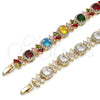 Pulsera Tennis 03.266.0038.1.07 Oro Laminado, Diseño de Cluster y Flor, con Multicolor and Blanca Zirconia Cubica, Pulido, Tono Dorado (Thickness, 8 Inches Length)
