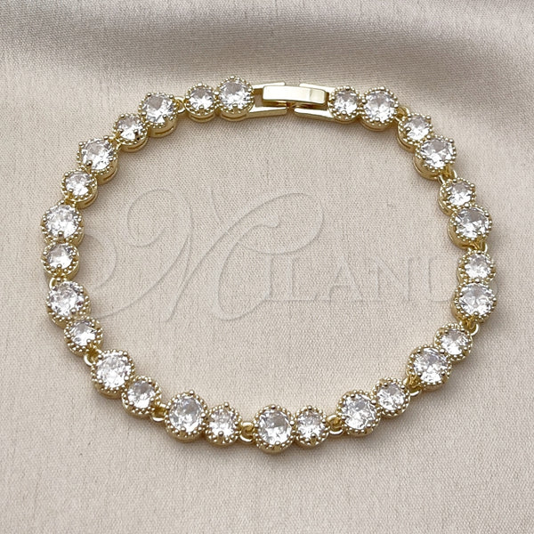 Pulsera Tennis 03.266.0040.08 Oro Laminado, con Blanca Zirconia Cubica, Pulido, Tono Dorado (Thickness, 8 Inches Length)