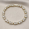 Pulsera Tennis 03.266.0040.08 Oro Laminado, con Blanca Zirconia Cubica, Pulido, Tono Dorado (Thickness, 8 Inches Length)