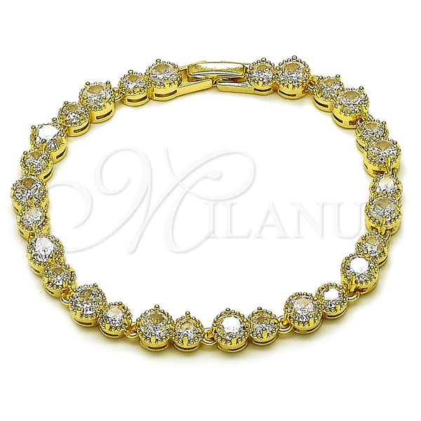 Pulsera Tennis 03.266.0040.08 Oro Laminado, con Blanca Zirconia Cubica, Pulido, Tono Dorado (Thickness, 8 Inches Length)