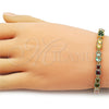 Pulsera Tennis 03.266.0040.1.08 Oro Laminado, con Multicolor Zirconia Cubica, Pulido, Tono Dorado (Thickness, 8 Inches Length)
