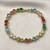 Pulsera Tennis 03.266.0040.1.08 Oro Laminado, con Multicolor Zirconia Cubica, Pulido, Tono Dorado (Thickness, 8 Inches Length)