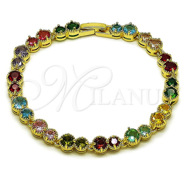 Pulsera Tennis 03.266.0040.1.08 Oro Laminado, con Multicolor Zirconia Cubica, Pulido, Tono Dorado (Thickness, 8 Inches Length)