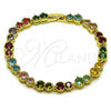 Pulsera Tennis 03.266.0040.1.08 Oro Laminado, con Multicolor Zirconia Cubica, Pulido, Tono Dorado (Thickness, 8 Inches Length)
