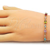 Pulsera Tennis 03.266.0041.07 Oro Laminado, con Multicolor Zirconia Cubica, Pulido, Tono Dorado (Thickness, 7 Inches Length)