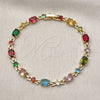 Pulsera Tennis 03.266.0041.07 Oro Laminado, con Multicolor Zirconia Cubica, Pulido, Tono Dorado (Thickness, 7 Inches Length)