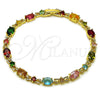 Pulsera Tennis 03.266.0041.07 Oro Laminado, con Multicolor Zirconia Cubica, Pulido, Tono Dorado (Thickness, 7 Inches Length)
