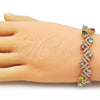 Pulsera Tennis 03.266.0042.07 Oro Laminado, Diseño de Cluster, con Multicolor and Blanca Zirconia Cubica, Pulido, Tono Dorado (Thickness, 8 Inches Length)