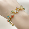Pulsera Tennis 03.266.0042.07 Oro Laminado, Diseño de Cluster, con Multicolor and Blanca Zirconia Cubica, Pulido, Tono Dorado (Thickness, 8 Inches Length)