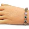 Pulsera Tennis 03.266.0043.07 Oro Laminado, Diseño de Cluster, con Multicolor and Blanca Zirconia Cubica, Pulido, Tono Dorado (Thickness, 8 Inches Length)