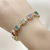 Pulsera Tennis 03.266.0043.07 Oro Laminado, Diseño de Cluster, con Multicolor and Blanca Zirconia Cubica, Pulido, Tono Dorado (Thickness, 8 Inches Length)