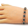 Pulsera Tennis 03.266.0043.1.07 Oro Laminado, Diseño de Cluster, con Negro and Blanca Zirconia Cubica, Pulido, Tono Dorado (Thickness, 8 Inches Length)