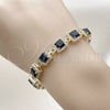 Pulsera Tennis 03.266.0043.1.07 Oro Laminado, Diseño de Cluster, con Negro and Blanca Zirconia Cubica, Pulido, Tono Dorado (Thickness, 8 Inches Length)