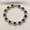 Pulsera Tennis 03.266.0043.1.07 Oro Laminado, Diseño de Cluster, con Negro and Blanca Zirconia Cubica, Pulido, Tono Dorado (Thickness, 8 Inches Length)