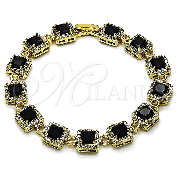 Pulsera Tennis 03.266.0043.1.07 Oro Laminado, Diseño de Cluster, con Negro and Blanca Zirconia Cubica, Pulido, Tono Dorado (Thickness, 8 Inches Length)