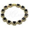 Pulsera Tennis 03.266.0043.1.07 Oro Laminado, Diseño de Cluster, con Negro and Blanca Zirconia Cubica, Pulido, Tono Dorado (Thickness, 8 Inches Length)