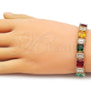 Pulsera Tennis 03.266.0044.07 Oro Laminado, con Multicolor and Blanca Zirconia Cubica, Pulido, Tono Dorado (10 MM Thickness, 7 Inches Length)