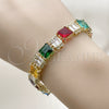 Pulsera Tennis 03.266.0044.07 Oro Laminado, con Multicolor and Blanca Zirconia Cubica, Pulido, Tono Dorado (10 MM Thickness, 7 Inches Length)