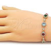 Pulsera Tennis 03.266.0045.08 Oro Laminado, Diseño de Cluster, con Multicolor and Blanca Zirconia Cubica, Pulido, Tono Dorado (Thickness, 8 Inches Length)
