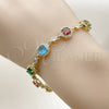 Pulsera Tennis 03.266.0045.08 Oro Laminado, Diseño de Cluster, con Multicolor and Blanca Zirconia Cubica, Pulido, Tono Dorado (Thickness, 8 Inches Length)