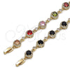 Pulsera Tennis 03.266.0045.08 Oro Laminado, Diseño de Cluster, con Multicolor and Blanca Zirconia Cubica, Pulido, Tono Dorado (Thickness, 8 Inches Length)