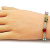 Pulsera Tennis 03.266.0046.07 Oro Laminado, con Multicolor and Blanca Zirconia Cubica, Pulido, Tono Dorado (08 MM Thickness, 8 Inches Length)