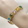 Pulsera Tennis 03.266.0047.07 Oro Laminado, con Multicolor Zirconia Cubica, Pulido, Tono Dorado (11 MM Thickness, 8 Inches Length)