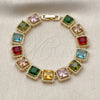 Pulsera Tennis 03.266.0047.07 Oro Laminado, con Multicolor Zirconia Cubica, Pulido, Tono Dorado (11 MM Thickness, 8 Inches Length)