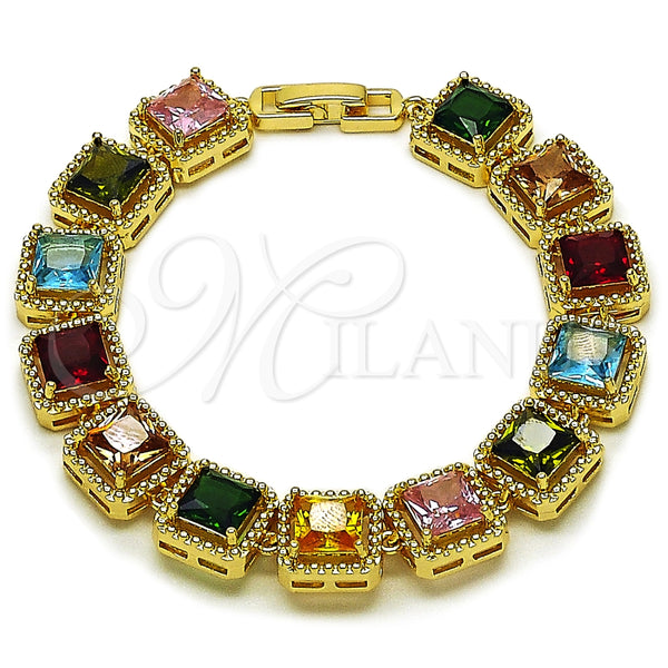 Pulsera Tennis 03.266.0047.07 Oro Laminado, con Multicolor Zirconia Cubica, Pulido, Tono Dorado (11 MM Thickness, 8 Inches Length)