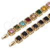 Pulsera Tennis 03.266.0047.07 Oro Laminado, con Multicolor Zirconia Cubica, Pulido, Tono Dorado (11 MM Thickness, 8 Inches Length)