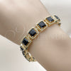 Pulsera Tennis 03.266.0047.1.07 Oro Laminado, con Negro Zirconia Cubica, Pulido, Tono Dorado (11 MM Thickness, 8 Inches Length)