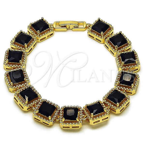 Pulsera Tennis 03.266.0047.1.07 Oro Laminado, con Negro Zirconia Cubica, Pulido, Tono Dorado (11 MM Thickness, 8 Inches Length)