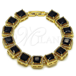 Pulsera Tennis 03.266.0047.1.07 Oro Laminado, con Negro Zirconia Cubica, Pulido, Tono Dorado (11 MM Thickness, 8 Inches Length)