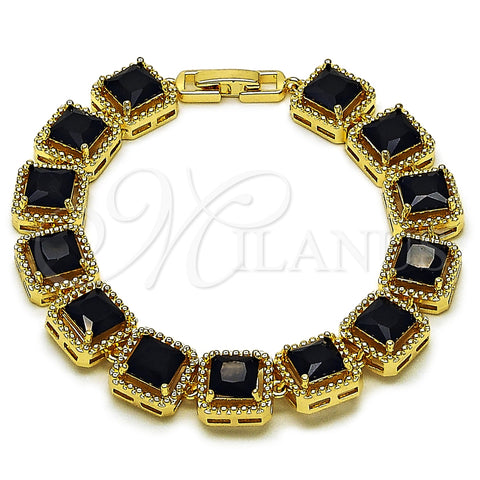 Pulsera Tennis 03.266.0047.1.07 Oro Laminado, con Negro Zirconia Cubica, Pulido, Tono Dorado (11 MM Thickness, 8 Inches Length)
