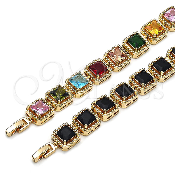 Pulsera Tennis 03.266.0047.1.07 Oro Laminado, con Negro Zirconia Cubica, Pulido, Tono Dorado (11 MM Thickness, 8 Inches Length)