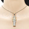 Dije Religioso 05.253.0199 Oro Laminado, Diseño de San Judas, con Blanca Zirconia Cubica, Pulido, Tono Dorado