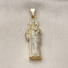 Dije Religioso 05.253.0199 Oro Laminado, Diseño de San Judas, con Blanca Zirconia Cubica, Pulido, Tono Dorado