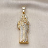 Dije Religioso 05.253.0200 Oro Laminado, Diseño de San Judas, con Zirconia Cubica Blanca, Pulido, Dorado
