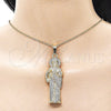 Dije Religioso 05.253.0200 Oro Laminado, Diseño de San Judas, con Blanca Zirconia Cubica, Pulido, Tono Dorado