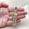 Dije Religioso 05.253.0200 Oro Laminado, Diseño de San Judas, con Blanca Zirconia Cubica, Pulido, Tono Dorado