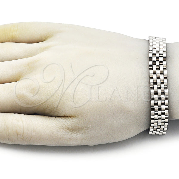 Pulsera Solida 03.435.0007.08 Acero Inoxidable, Pulido, Tono Plateado (12 MM Thickness, 8 Inches Length)