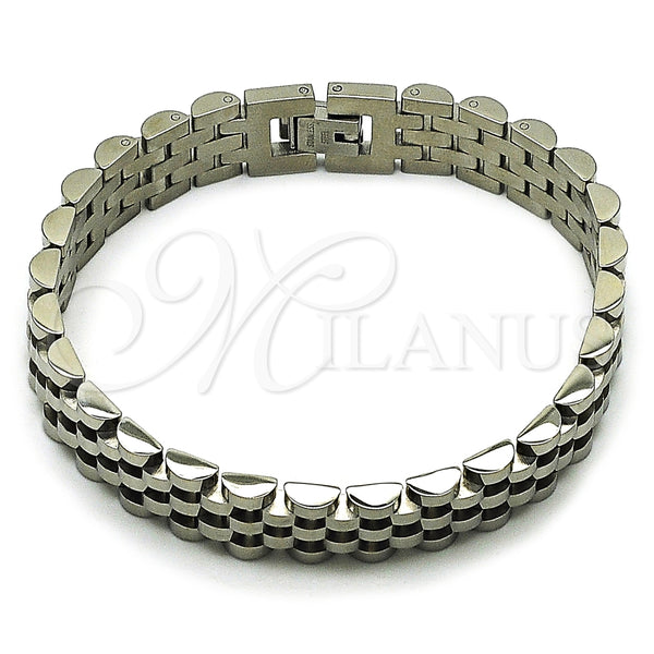 Pulsera Solida 03.435.0007.08 Acero Inoxidable, Pulido, Tono Plateado (12 MM Thickness, 8 Inches Length)